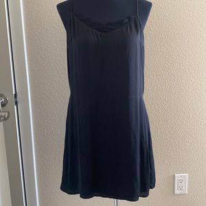 Black lace satin slip dress